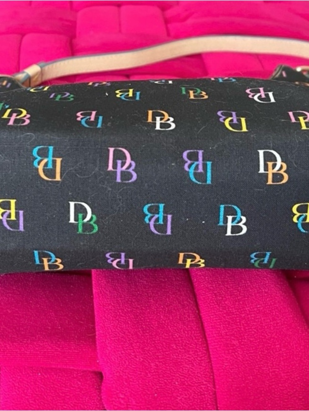 Dooney & Bourke Black Shoulder Bag with Multicolor DB Logo Print - Picture 11 of 15